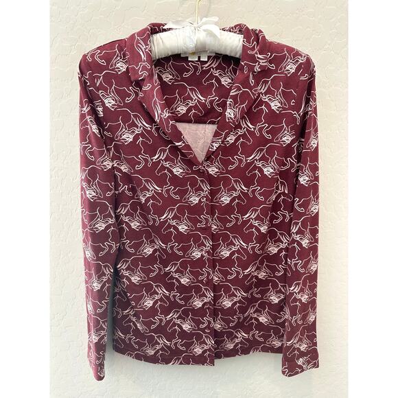 Boden Tops - BODEN | Burgundy Horse Print Button Shirt Blouse | Women’s Size 6